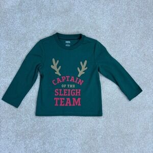 Harper Canyon Kids Christmas Captain of the Sleigh Team Green Long Sleeve‎ Sz 2T